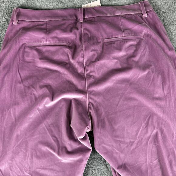 Wildfang Pants Womens 16 Purple Empower Velvet Slim Crop Stretch Trousers New - Picture 11 of 13